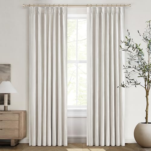 Neutral 86 Inch Nursery Blackout Window Curtains for Bedroom 86 Inches Long (2 Count)