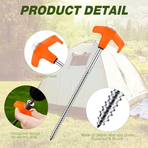 20 Pcs 8" Screw in Tent Stakes Ground Anchors (20 Count)
