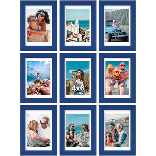 4x6 Picture Frames Set of 9 for Wall or Tabletop Display (9 Count)