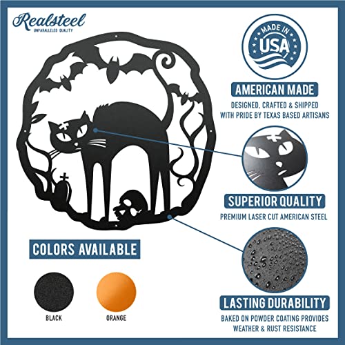 Halloween Cat Wreath Metal Door Sign
