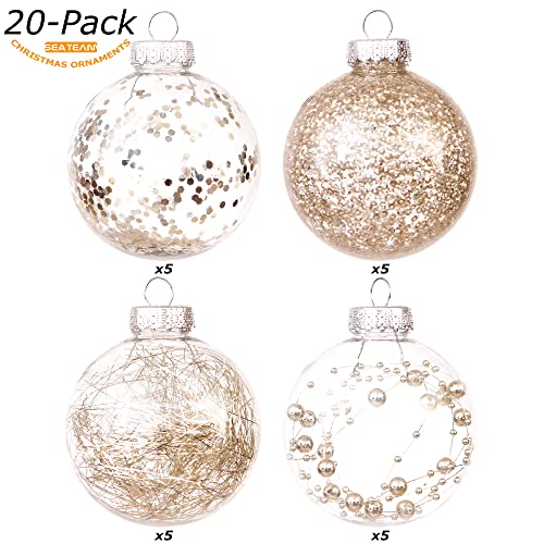 20 Pack Clear Christmas Ball Ornaments with Fillers (20 Count)