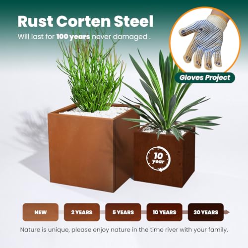 Corten Steel Planter Box 17" L x 17" W x 18" H
