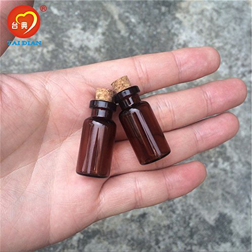 12units 2ml Glass Amber Vials with Cork Empty Small Brown Tiny Glass Jars (12 Count)