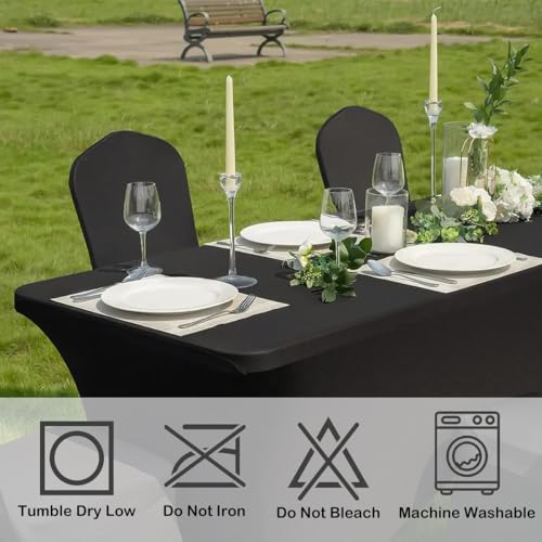 2 Pack 6ft Black Spandex Tablecloth (2 Count)