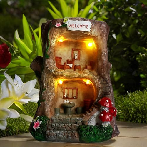 Solar Light Gnome Fairy Garden House for Outside (36.96 Ounce)