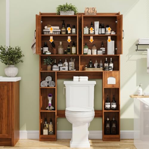Farmhouse Over The Toilet Storage Cabinet with 4 Barn Doors