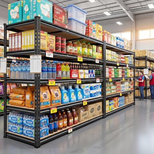 48" W Garage Shelving 3080LBS Storage Shelves 5 Tier Industrial Shelving Adjustable Metal Storage Shelves for Garage