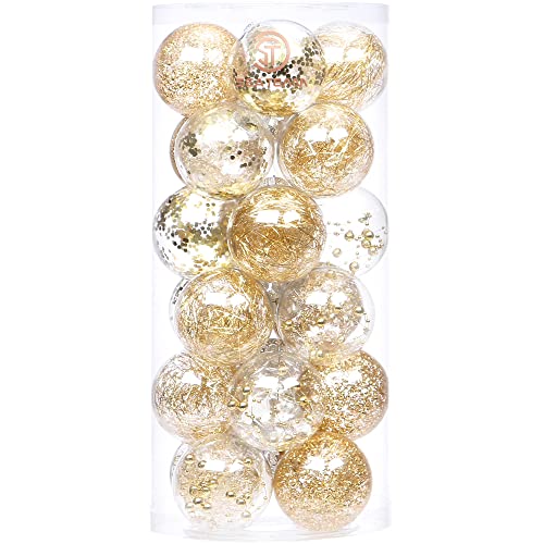 24 Pack Clear Christmas Ball Ornaments with Fillers (24 Count)