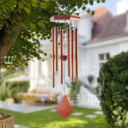 Outdoor Wind Chimes 28 inch Red Copper Garden Patio Gift Patio Porch Home