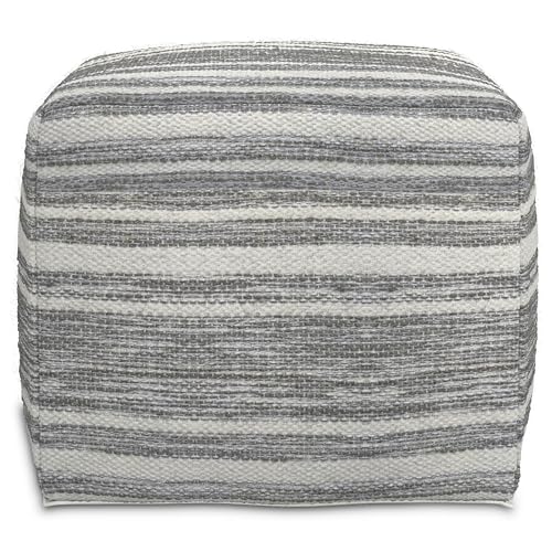 Carina Contemporary Square Woven Pouf in Black Melange