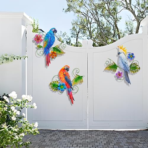 Metal Colorful Parrots Wall Art (3 Count)