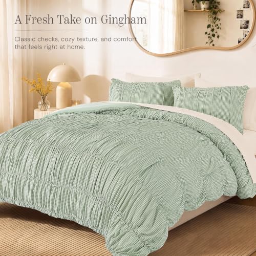 Green Gingham Full Size Comforter Sets