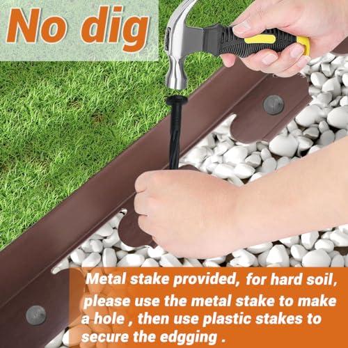 Landscape Edging 2in x 66FT Garden Edging Kit with 120 Spikes