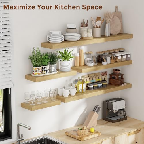 36 Inch Floating Shelves for Wall 8 Inch Deep Oak Shelves Set of 2 (2 Count)