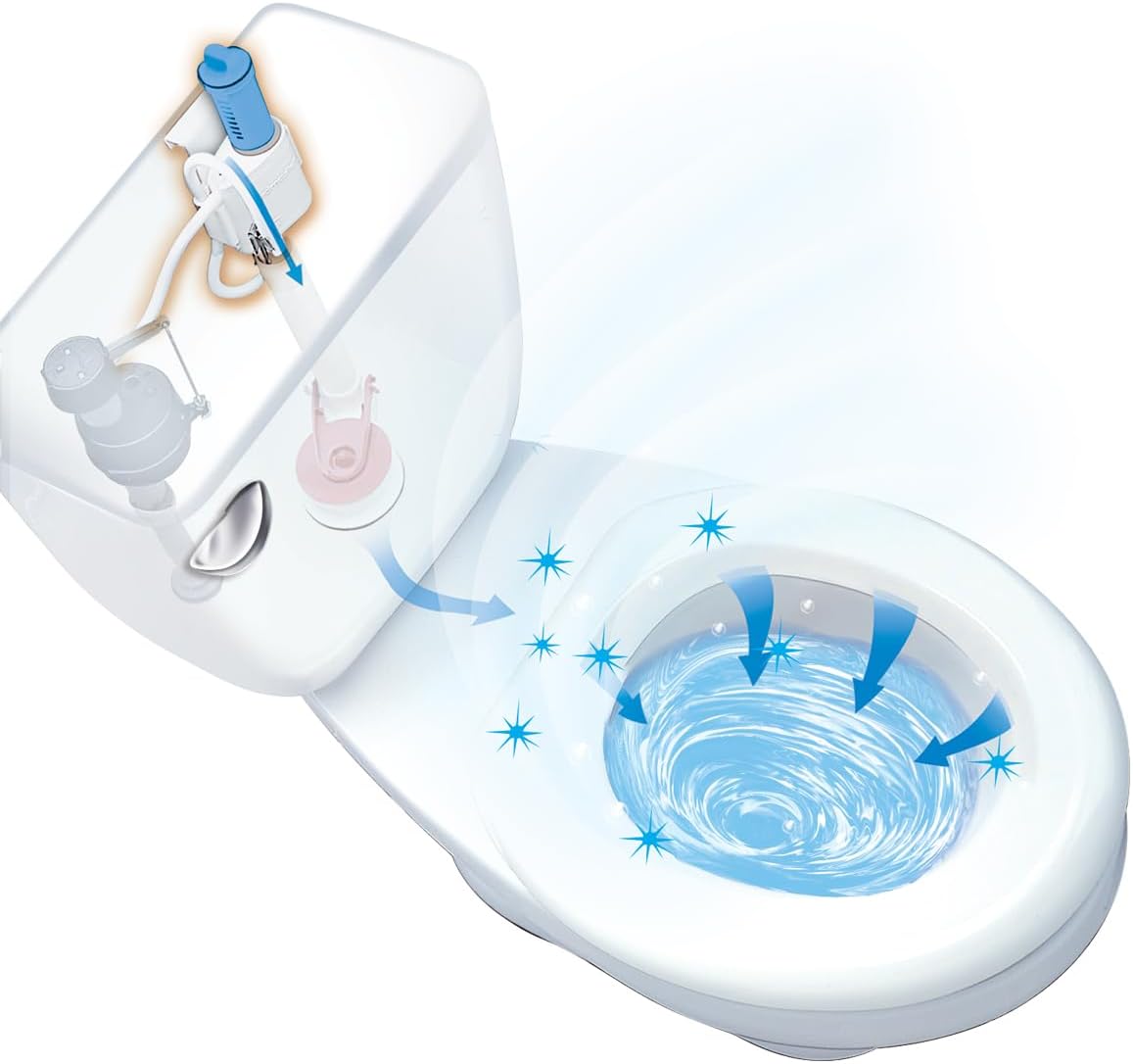 Fluidmaster 8100 Flush 'n Sparkle Automatic Toilet Bowl Cleaning System with Blue Cartridge, Upgraded Version - NestledHome
