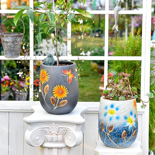 10.6 Inch Hand Painted Ceramic Succulent Plant Pot