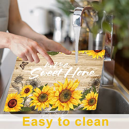 Sunflower Plastic Placemats Set of 6 Summer Table mats 17×13×0.04in (6 Count)