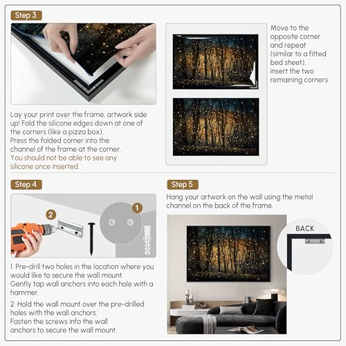 46"x72" Extra Large Framed Wall Art Magical Firefly Night Forest