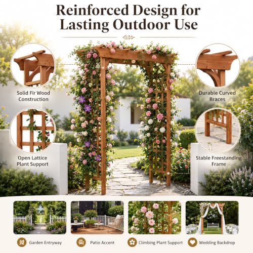 Solid Fir Wood Garden Arch Trellis for Climbing Plants Outdoor