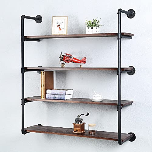 Industrial Pipe Shelves With Wood Planks