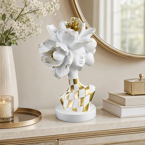 White and Gold African Lady Sculpture