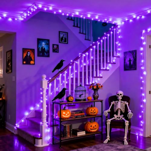 33ft 100 LED Purple Halloween Lights Battery Operated (100 Count)