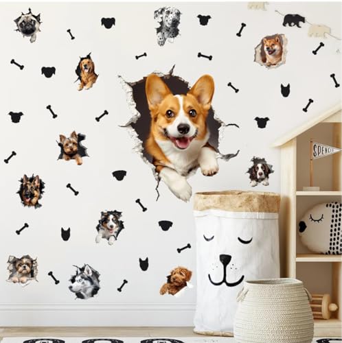 Large 3D Dogs Wall Stickers (24 Count)