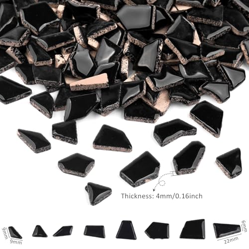 454g Irregular Shape Black Ceramic Mosaic Tiles for DIY Crafts Bulk