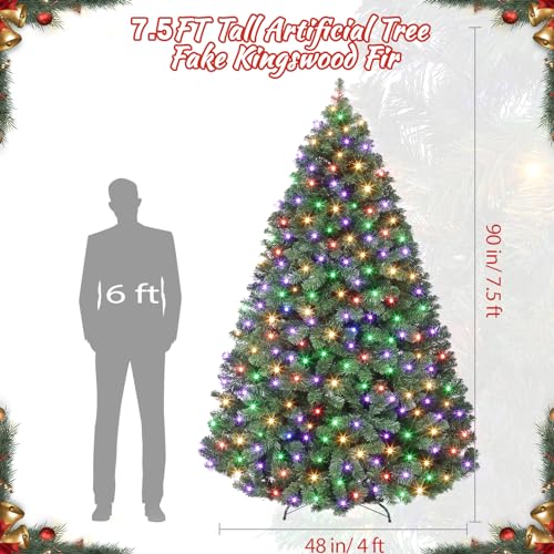 7.5ft Prelit Fraser Fir Wide Artificial Christmas Tree w