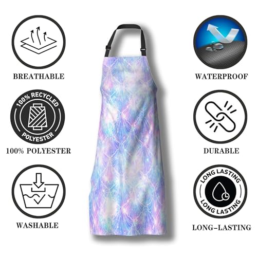 Garden Apron for Men Mermaid Galaxy Vintage Aprons for Women for Kitchen Cooking Restaurant BBQ Painting Crafting Gardening 27”