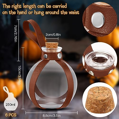6 Pcs Halloween Glass Potion Bottles with Cork Belt (6 Count)