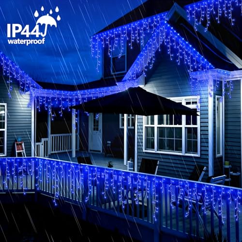 Blue Icicle Lights for Outside (66 Foot)