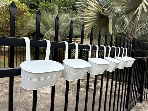 8 Pack 10" Metal Hanging Fence Planter Outdoor with Detachable Hooks (8 Count)