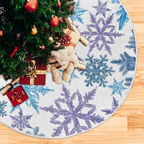 Christmas Purple Blue Snowflake Tree Skirt