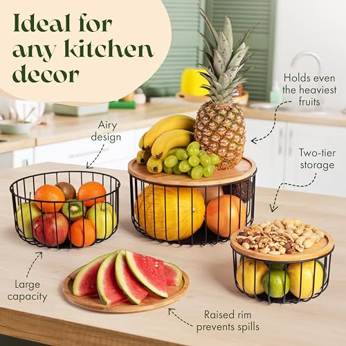Fruit Basket for Kitchen Counter Set of 3 (3 Count)