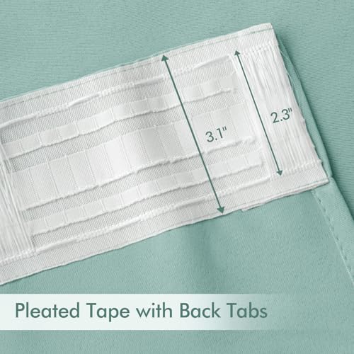 Aqua Back Tab Blackout Curtains 52x72 Inches Long 2 Panels Set