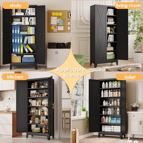 75.2" Tall Metal Kitchen Pantry Storage Cabinet