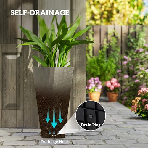 28 in Tall Planters for Outdoor Plants with Drainage Holes (3 Count)