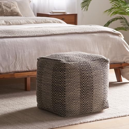 Boho Handmade Fabric Cube Pouf Ottoman Foot Stool