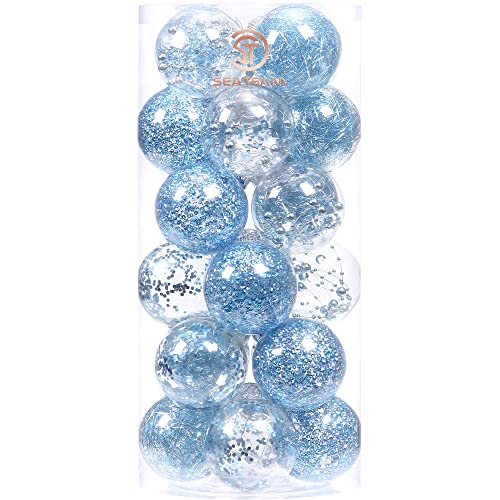 24 Pack Clear Christmas Ball Ornaments with Fillers (24 Count)