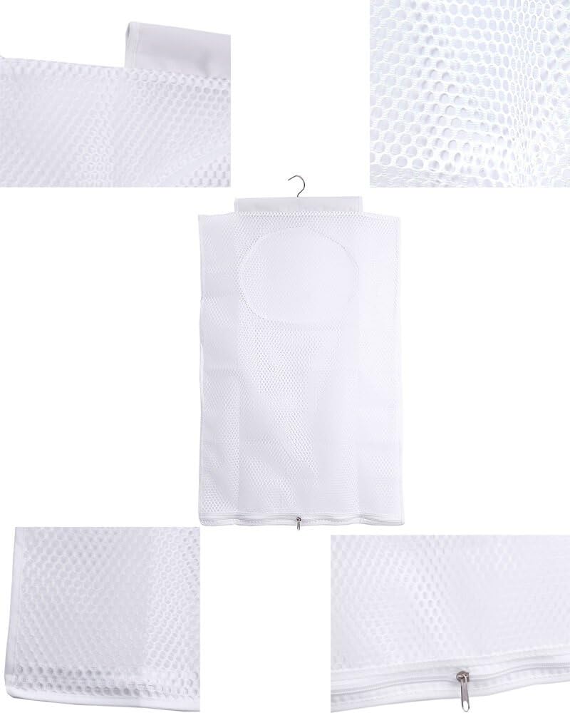 ALYER Breathable Mesh Laundry Hamper,Foldable Hanging Closet Storage Basket,Portable Space Saving Dirty Clothes Bag (White) - NestledHome