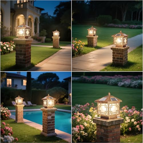 Solar Post Lights Outdoor Waterproof Gate Post Mount Lights with Solar LED