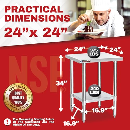 24x24 Stainless Steel Prep Table