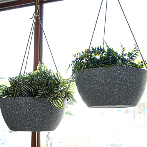 12 Inch 2 Pack Large Hanging Planters for Indoor Outdoor Plants (2 Count)