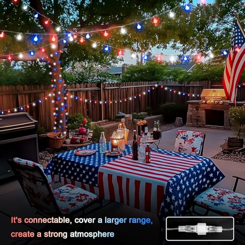 Connectable 33ft 100 LED Red White and Blue Lights Indoor Outdoor