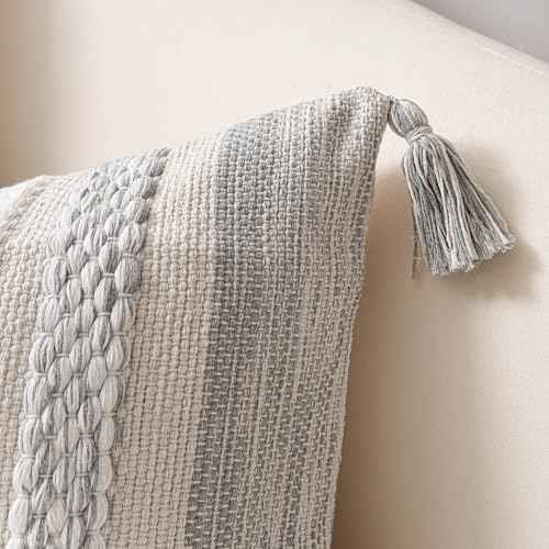Gray Decorative Lumbar Pillow Cover 12x20