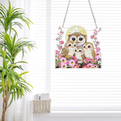 DIY Owls Family Diamond Painting Hanging Ornament