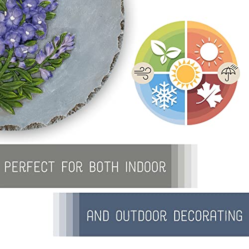 NAT & Jules Floral Colorful Dimensional Indoor Outdoor 12 inch Round Cast Resin Decorative Garden Stepping Stone