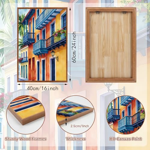 KAlRNE Scenery Texture Cityscape Framed Large Wall Art Set (3 Count)