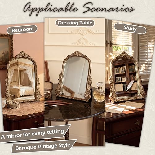 Vintage Carved Resin Desk Mirror
